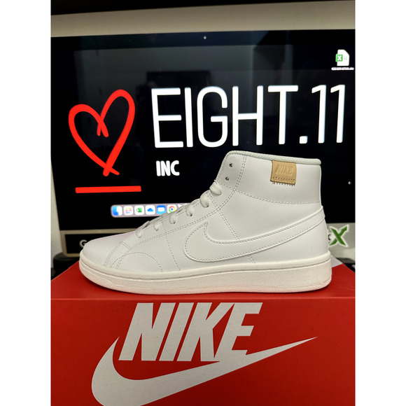 NEW WMNS SZ 10.5 Nike Women's Court Royale 2 Mid TRIPLE WHITE CT1725-100 - Picture 1 of 6